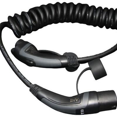 Mua Cáp sạc TPU ev 16A 1 pha 3.6kW đen / xám loại 1 đến loại 2 / cáp sạc xoắn ốc ev xoắn ốc sản xuất trực tuyến