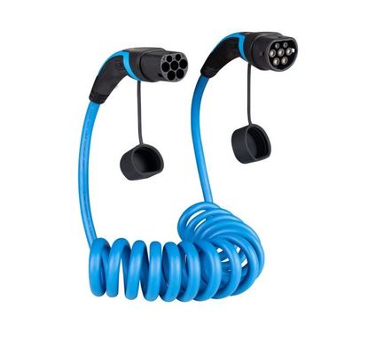 Cáp điện 1 pha 16A Cáp sạc EV xoắn ốc loại 2 đến loại 2