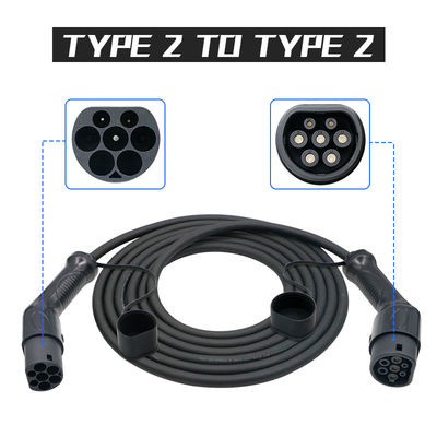 Cáp sạc EV 16A 1 pha loại 2 đến loại 2 với cáp đen 5m TUV